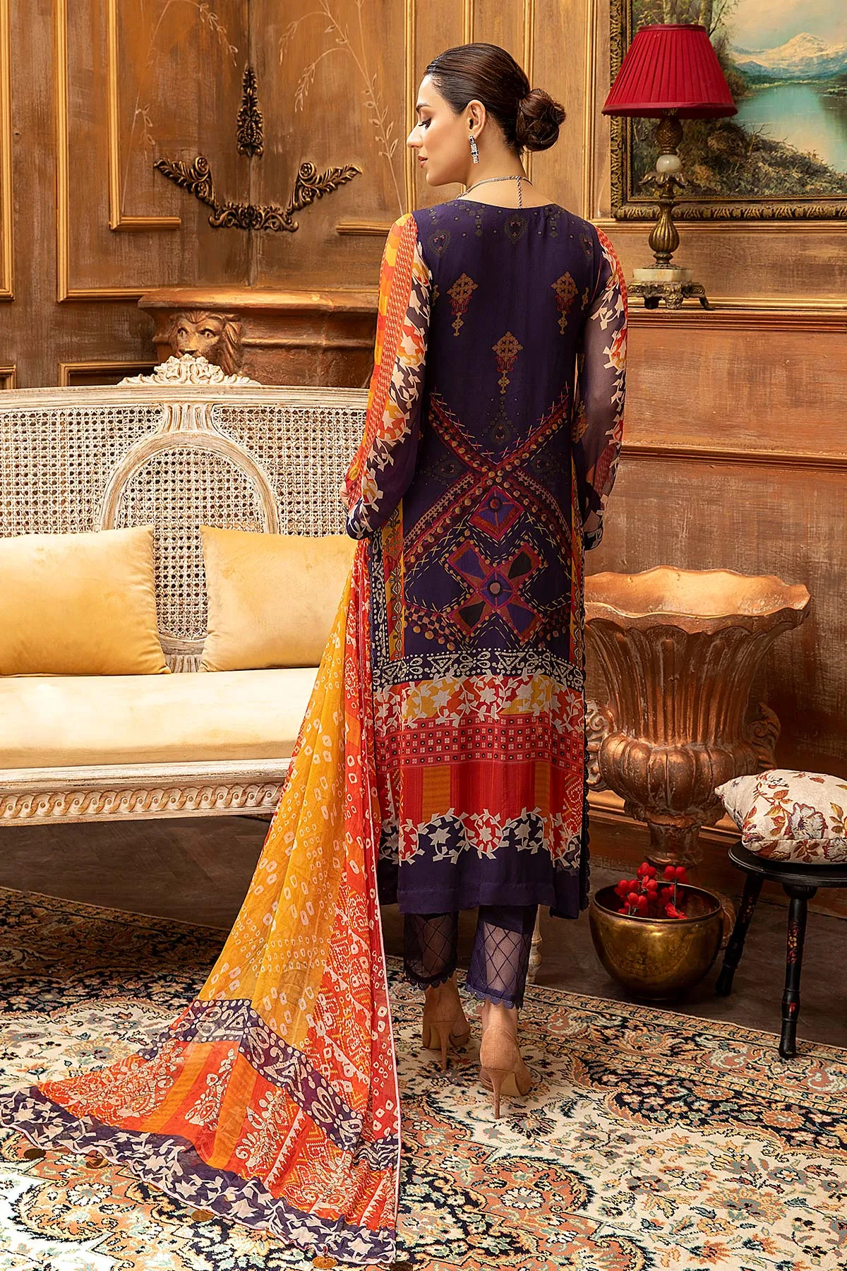 3 Piece Unstitched Chiffon Suit with Embroidery and Dupatta VSL-09