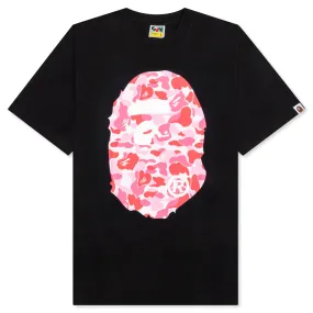 ABC Camo Big Ape Head T-Shirt - Black/Pink