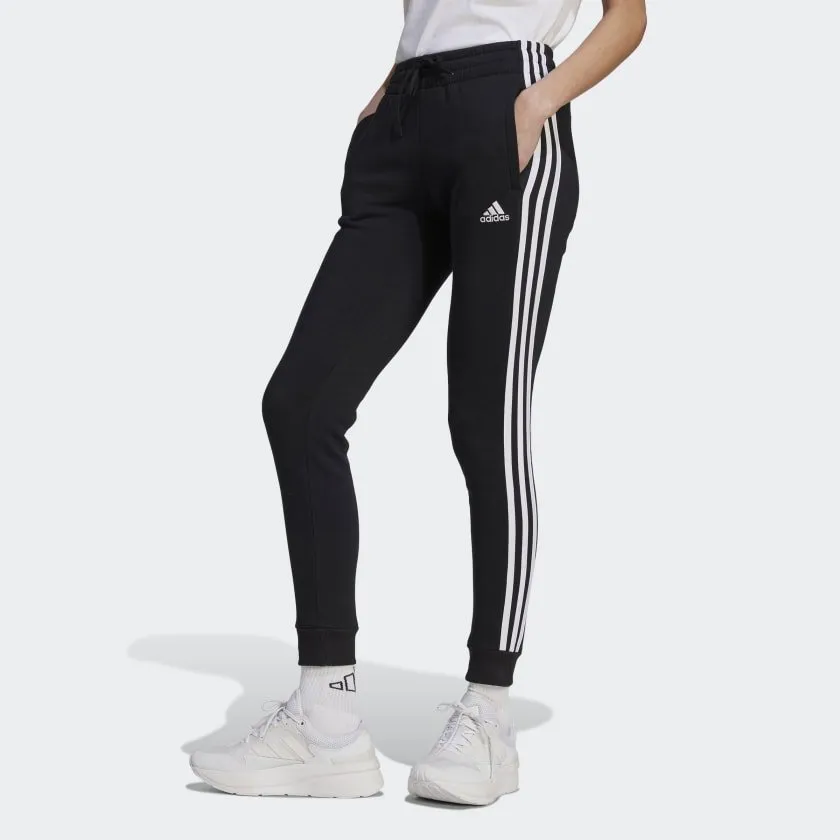 Adidas 3-Stripes Fleece Pant for Women in Black and White