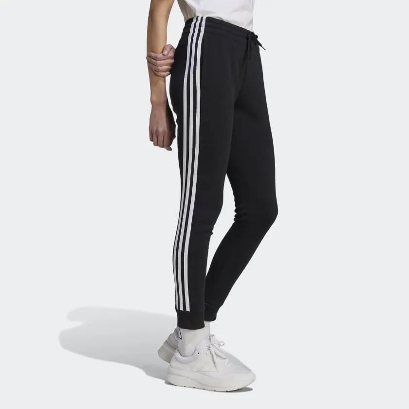 Adidas 3-Stripes Fleece Pant for Women in Black and White