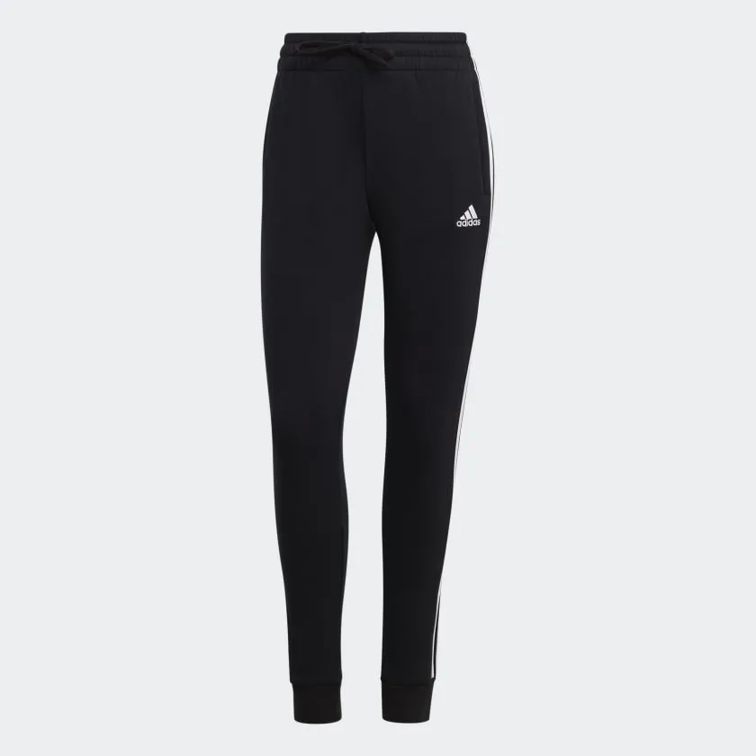 Adidas 3-Stripes Fleece Pant for Women in Black and White