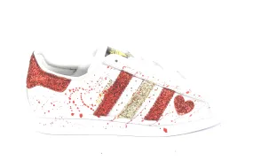 Adidas Superstar Gold Red Glitter & Vernice with Heart