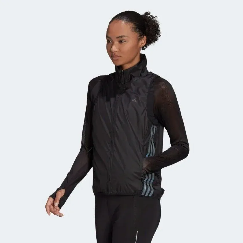 adidas Women's Lightweight Wind Resistant Running Gilet Jacket