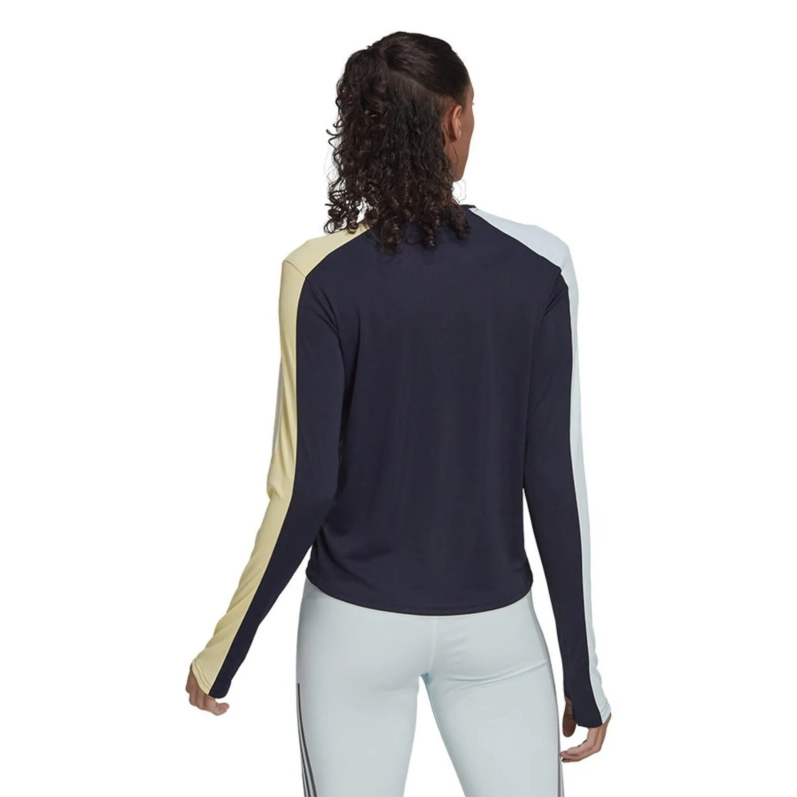 adidas Women's Running Top - Own The Run Colorblock Long-Sleeve - Dark Blue/Yellow