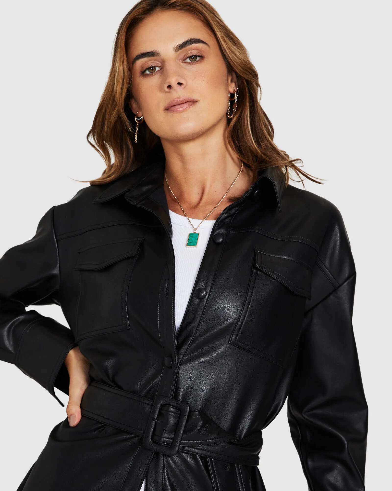 Alice In The Eve Sabrina Leather Look Jacket Black