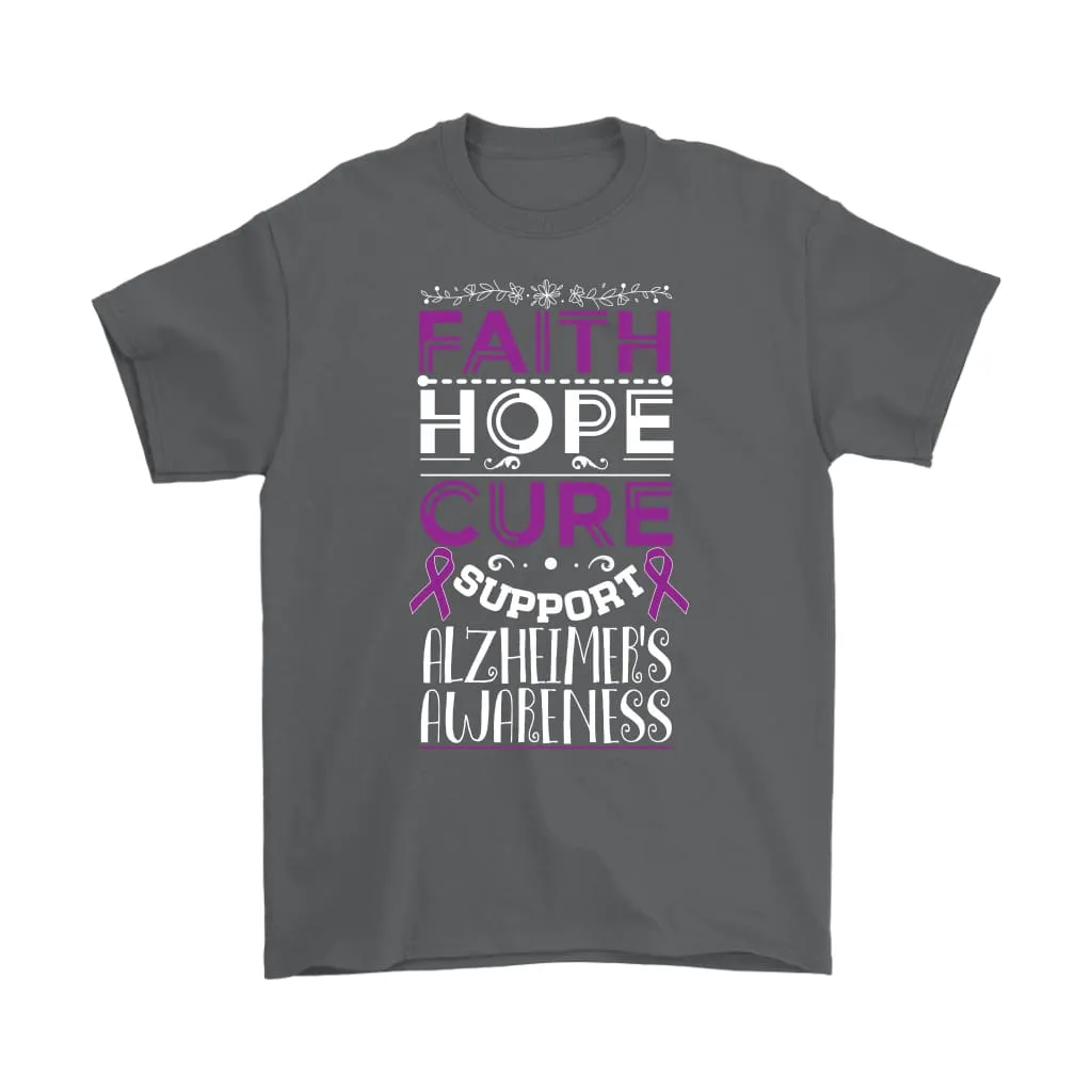 Alzheimer Awareness Shirt - Faith Hope Cure - Gildan Men's T-Shirt