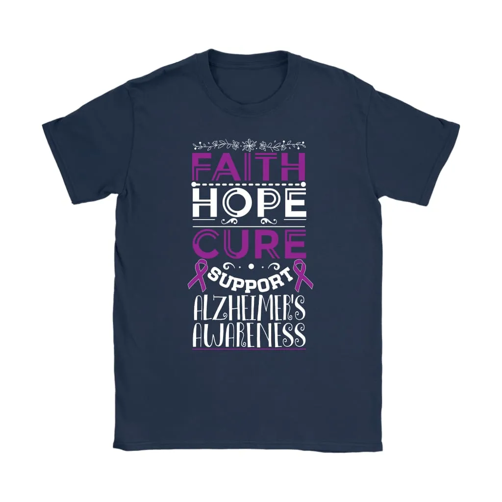 Alzheimer Awareness Shirt - Faith Hope Cure - Gildan Women's T-Shirt