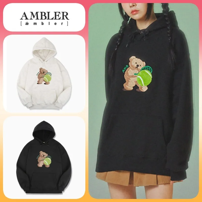 AMBLER Long Sleeves Cotton Oversized Logo Hoodies