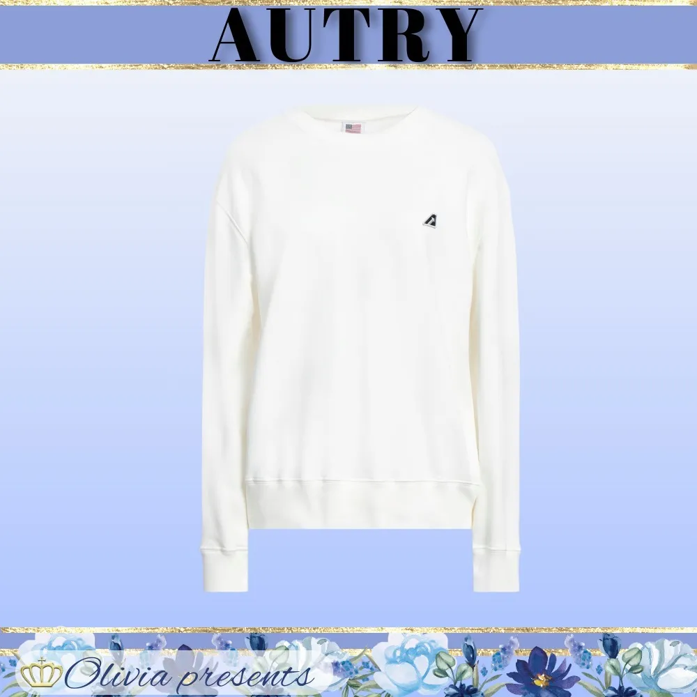 Autry crew neck street style long sleeves plain cotton logo shirt.