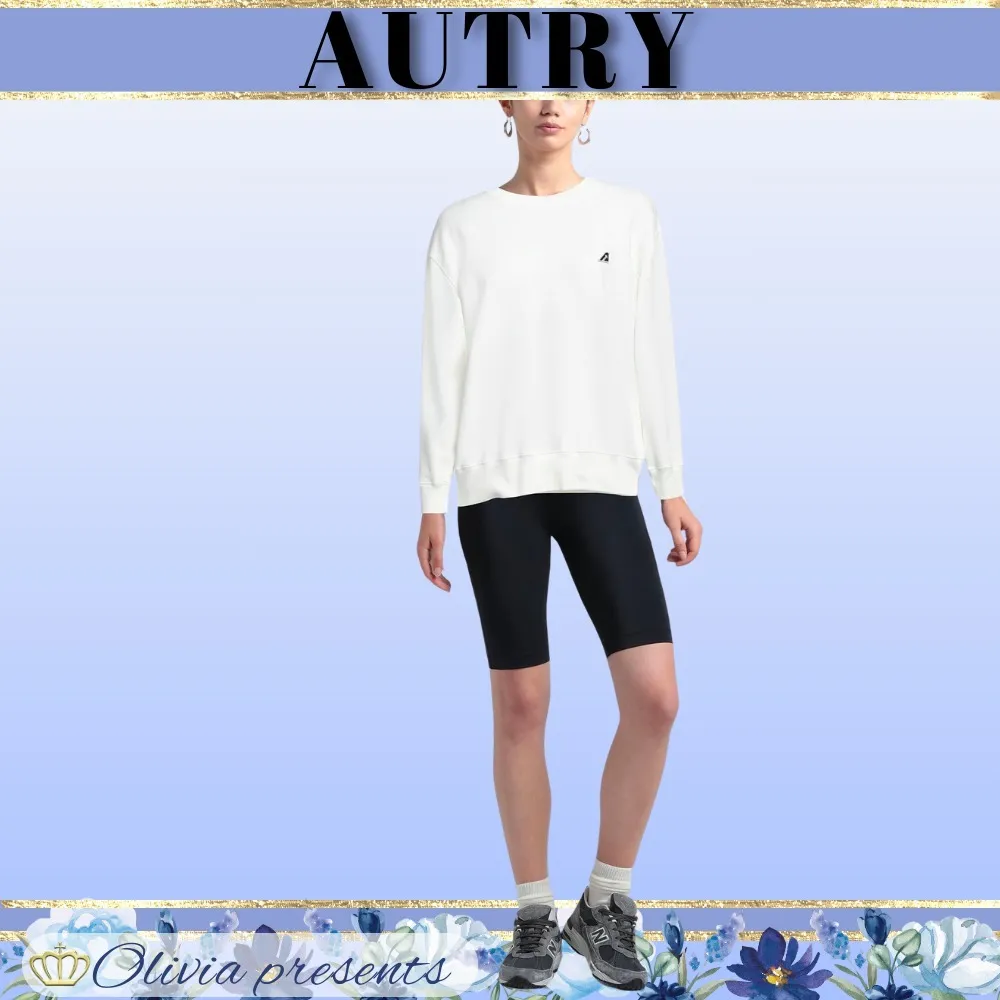 Autry crew neck street style long sleeves plain cotton logo shirt.