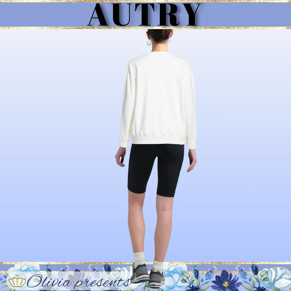 Autry crew neck street style long sleeves plain cotton logo shirt.