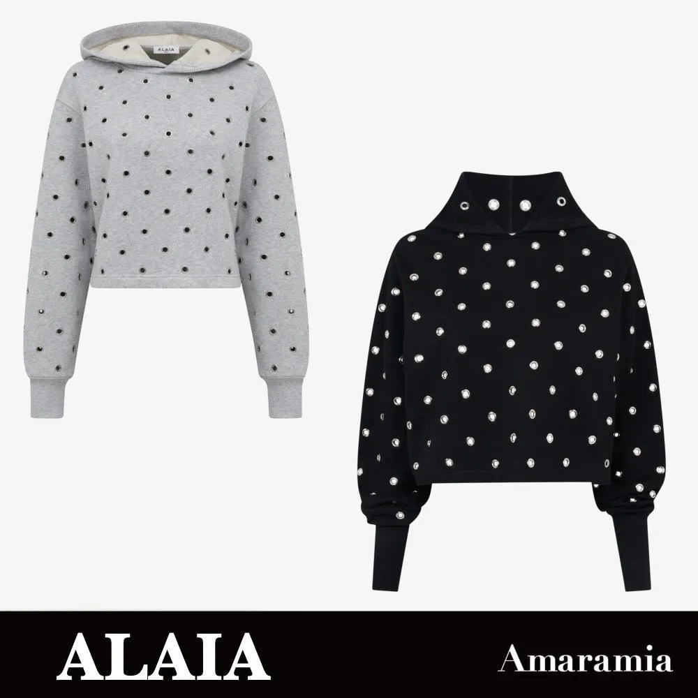 Azzedine Alaia - Dots Long Sleeves Cotton Hoodies & Sweatshirts