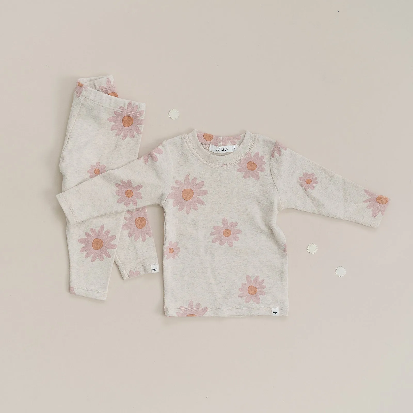 Baby Two Piece Set Blush Daisies Sand