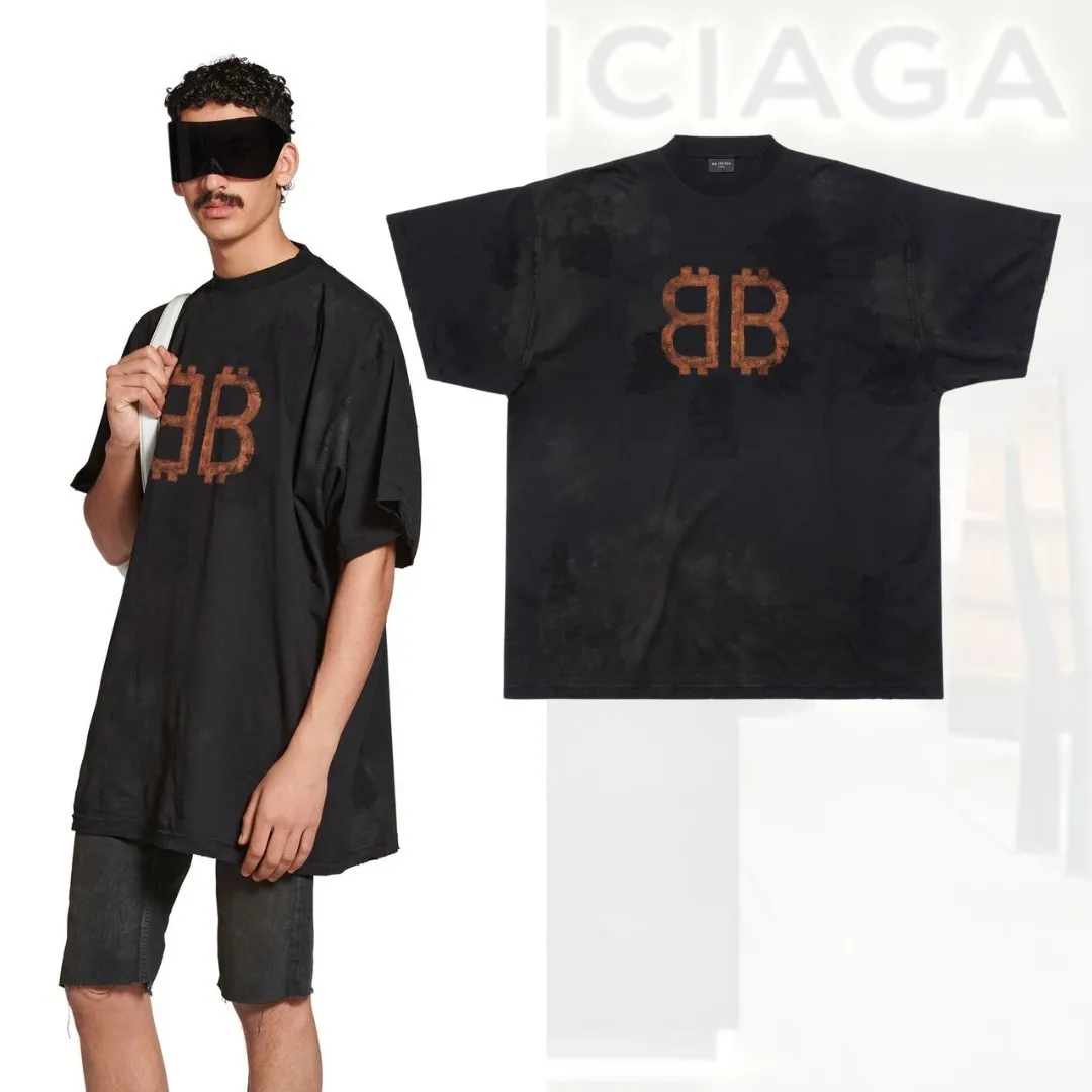 Balenciaga Oversized Black Faded Crypto T-shirt