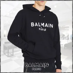 Balmain street style long sleeves cotton logo luxury hoodies.