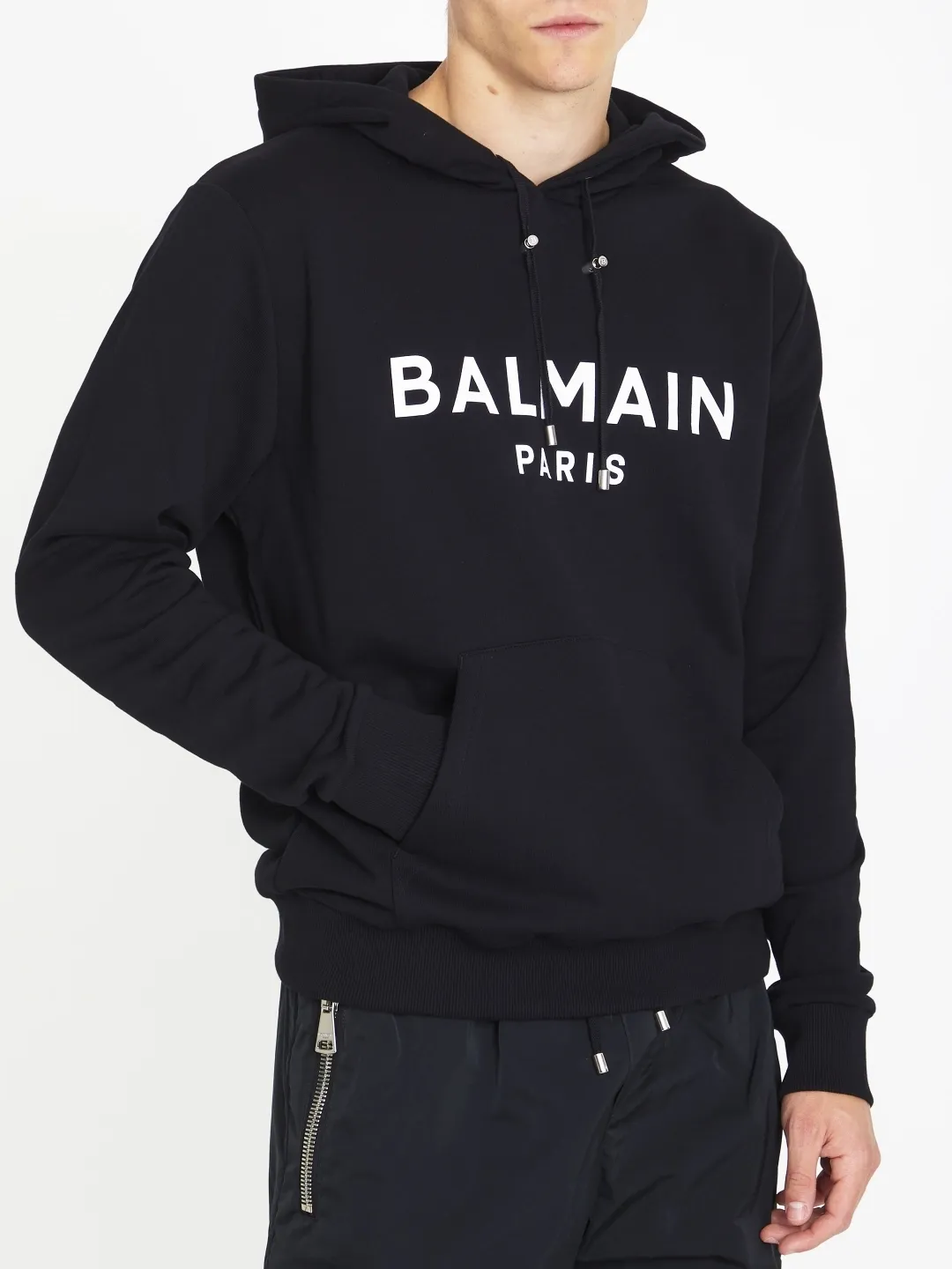 Balmain street style long sleeves cotton logo luxury hoodies.