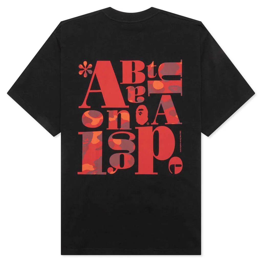 Bape Black Text Graphic Tee