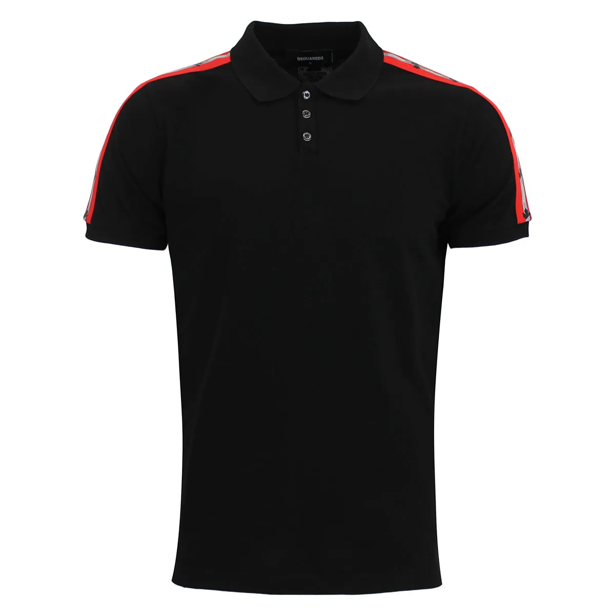 Black DSQUARED2 Leaf Tape Polo Shirt