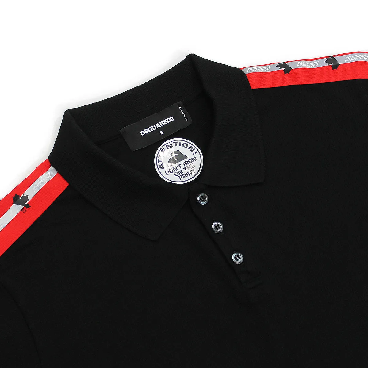 Black DSQUARED2 Leaf Tape Polo Shirt