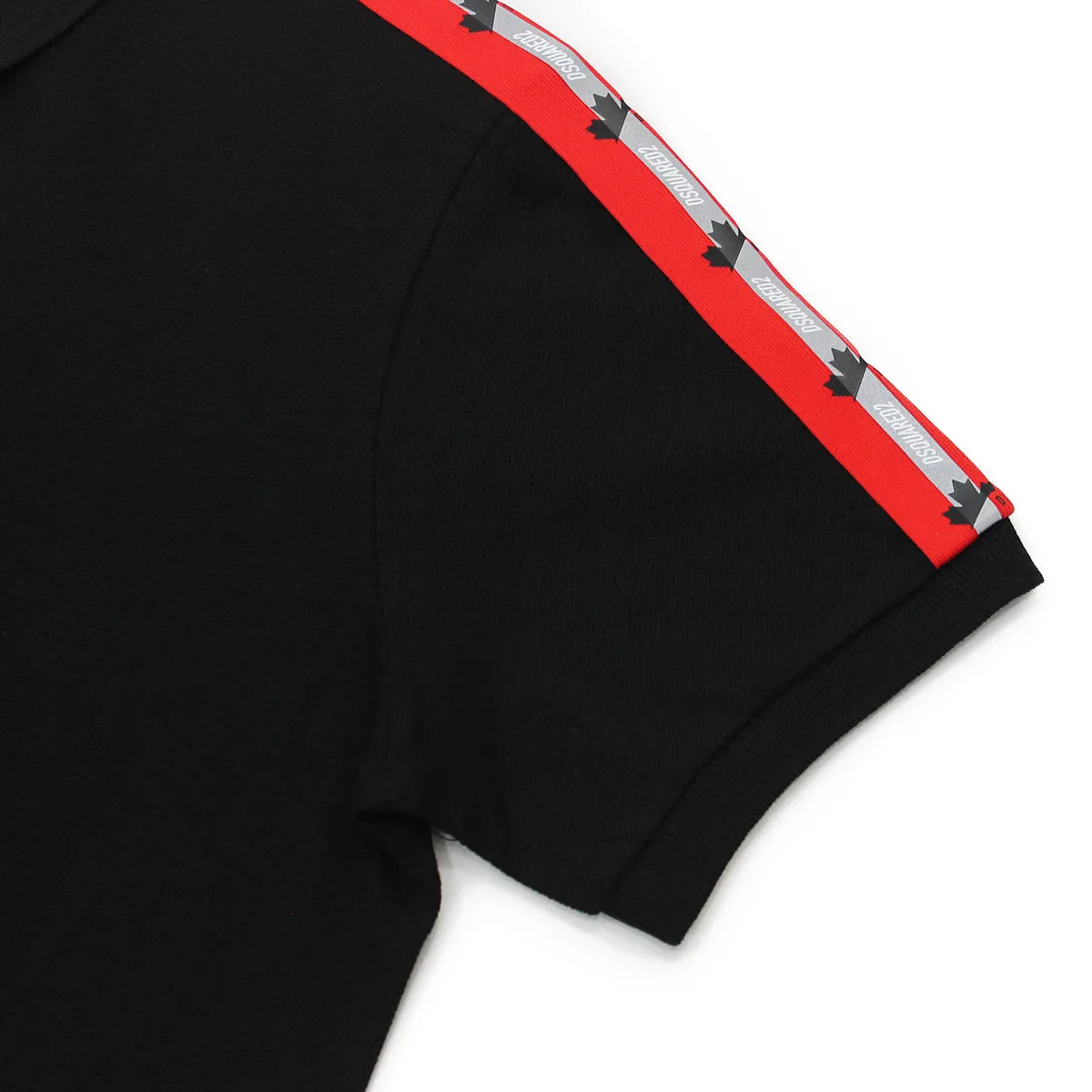 Black DSQUARED2 Leaf Tape Polo Shirt