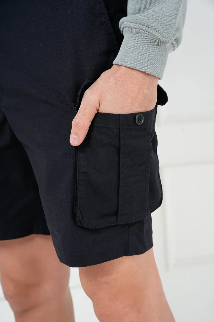 Black Ripstop Cargo Shorts