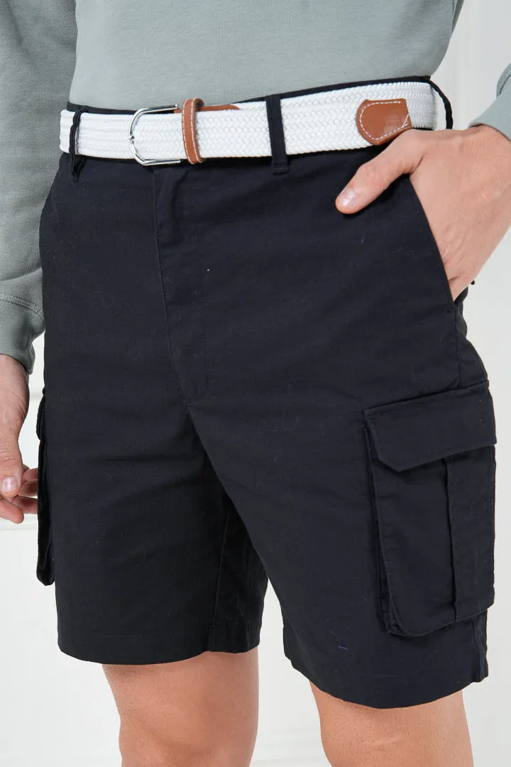 Black Ripstop Cargo Shorts