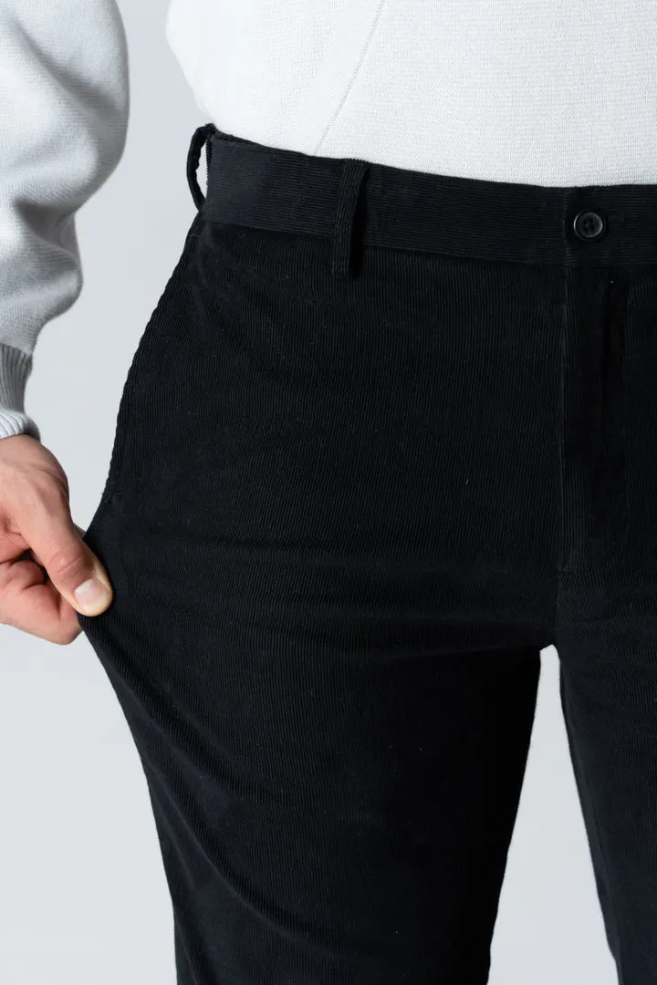 Black stretch corduroy pants