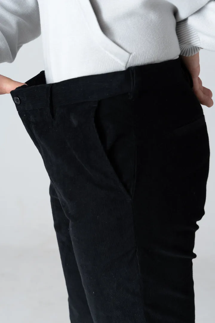 Black stretch corduroy pants