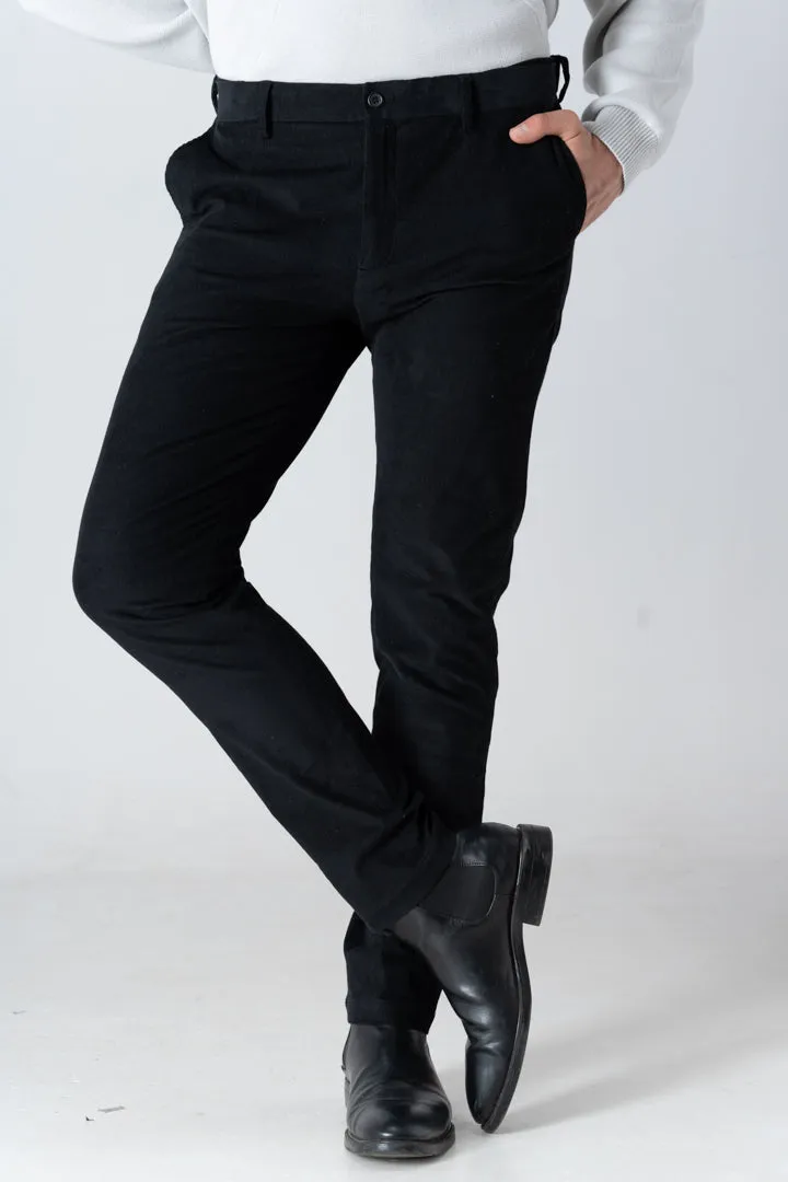 Black stretch corduroy pants