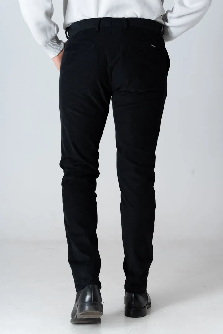 Black stretch corduroy pants