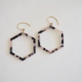 Blonde Tortoise Hexagon Earrings