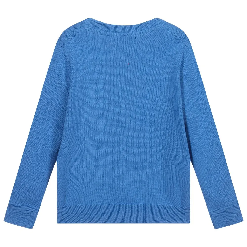 Blue Cotton Logo Sweater