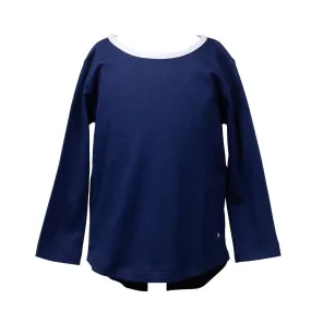 Blue Scoop Neck Long Sleeve Shirt.