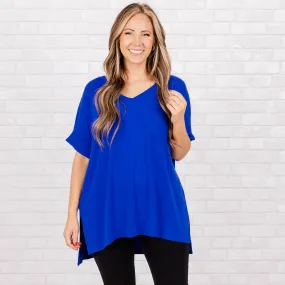 Comfy Travel Top - Bright Blue