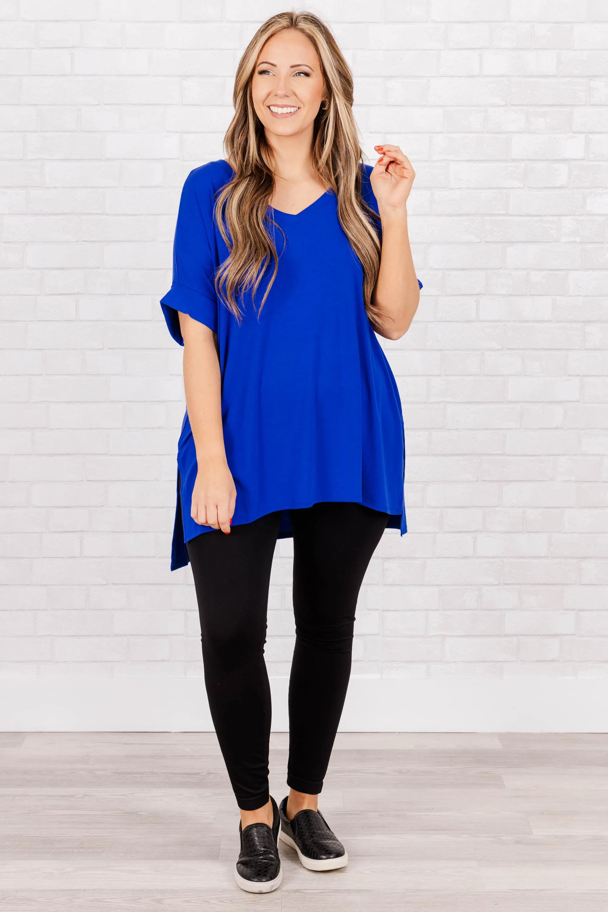 Comfy Travel Top - Bright Blue