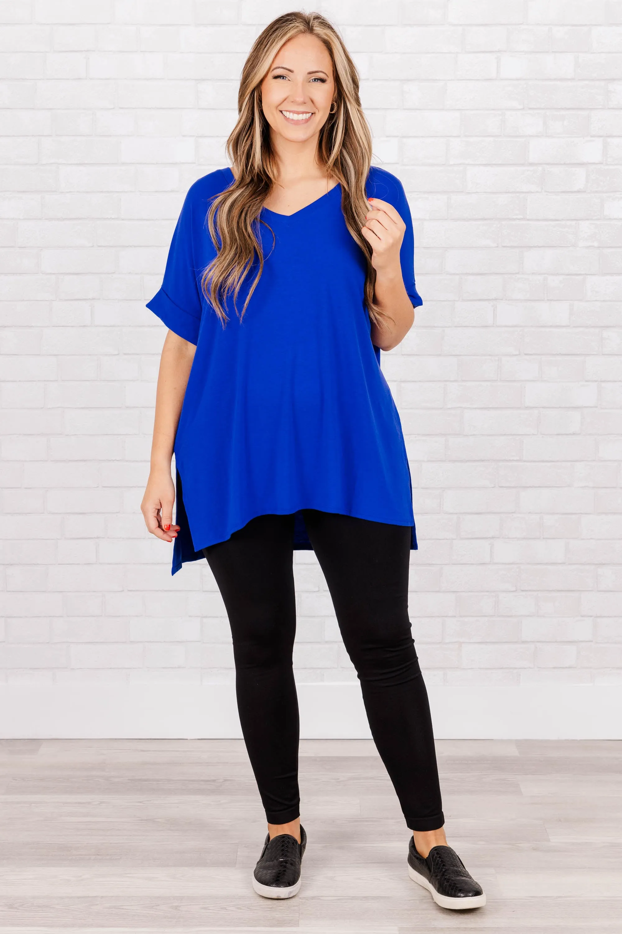 Comfy Travel Top - Bright Blue