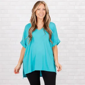 Comfy Travel Top, Ice Blue