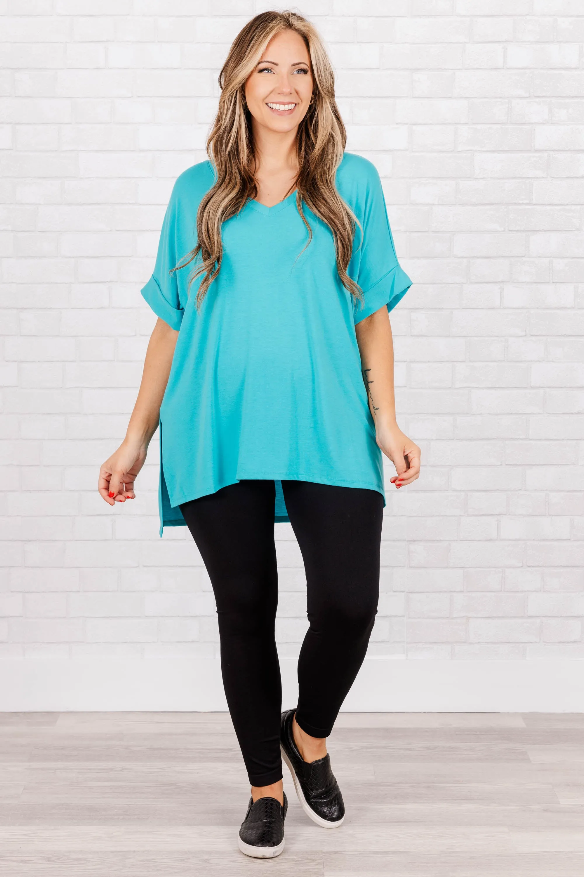 Comfy Travel Top, Ice Blue