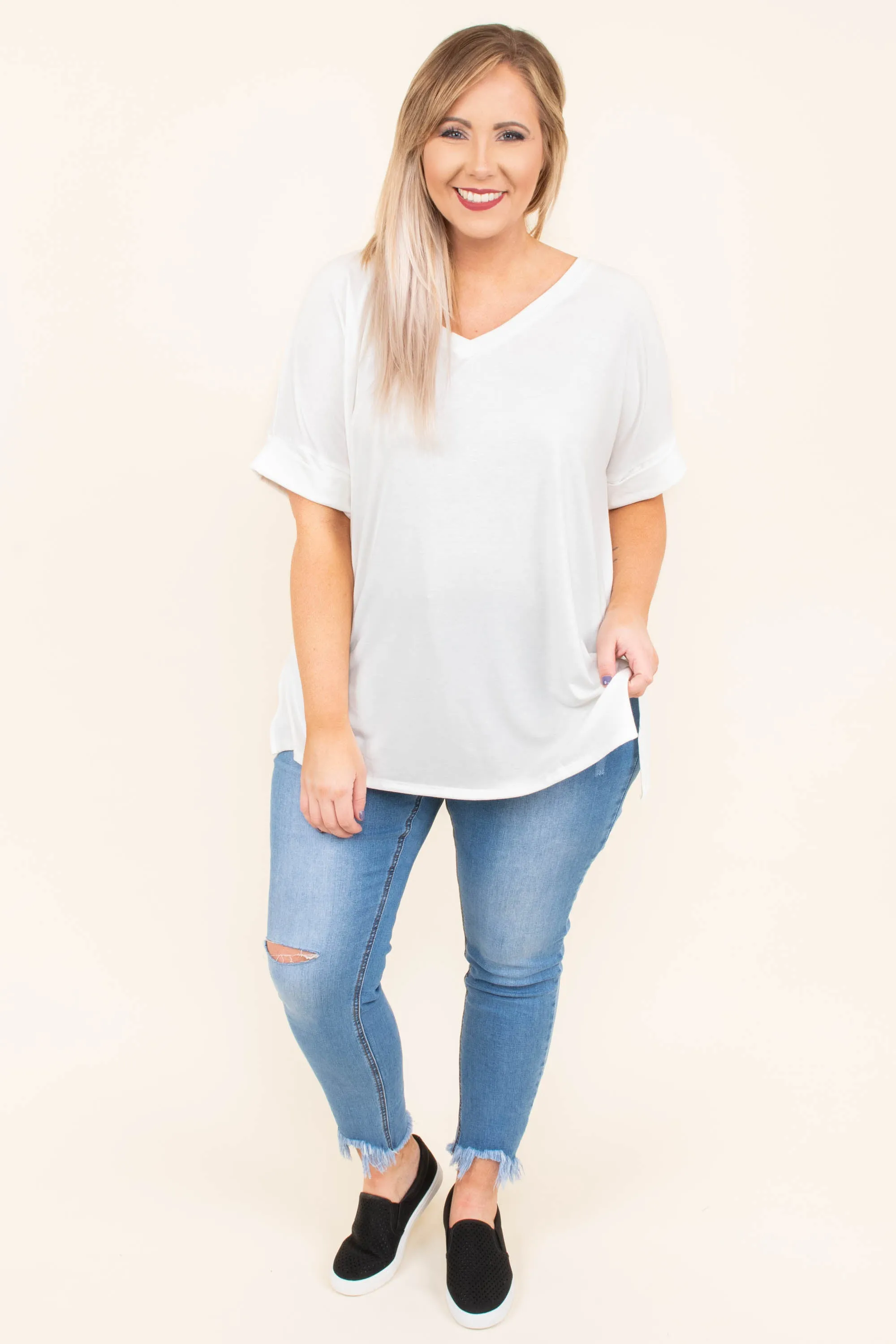 Comfy Travel Top, Ivory