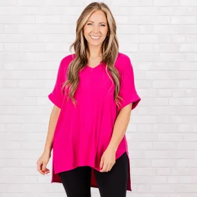 Comfy Travel Top, Magenta