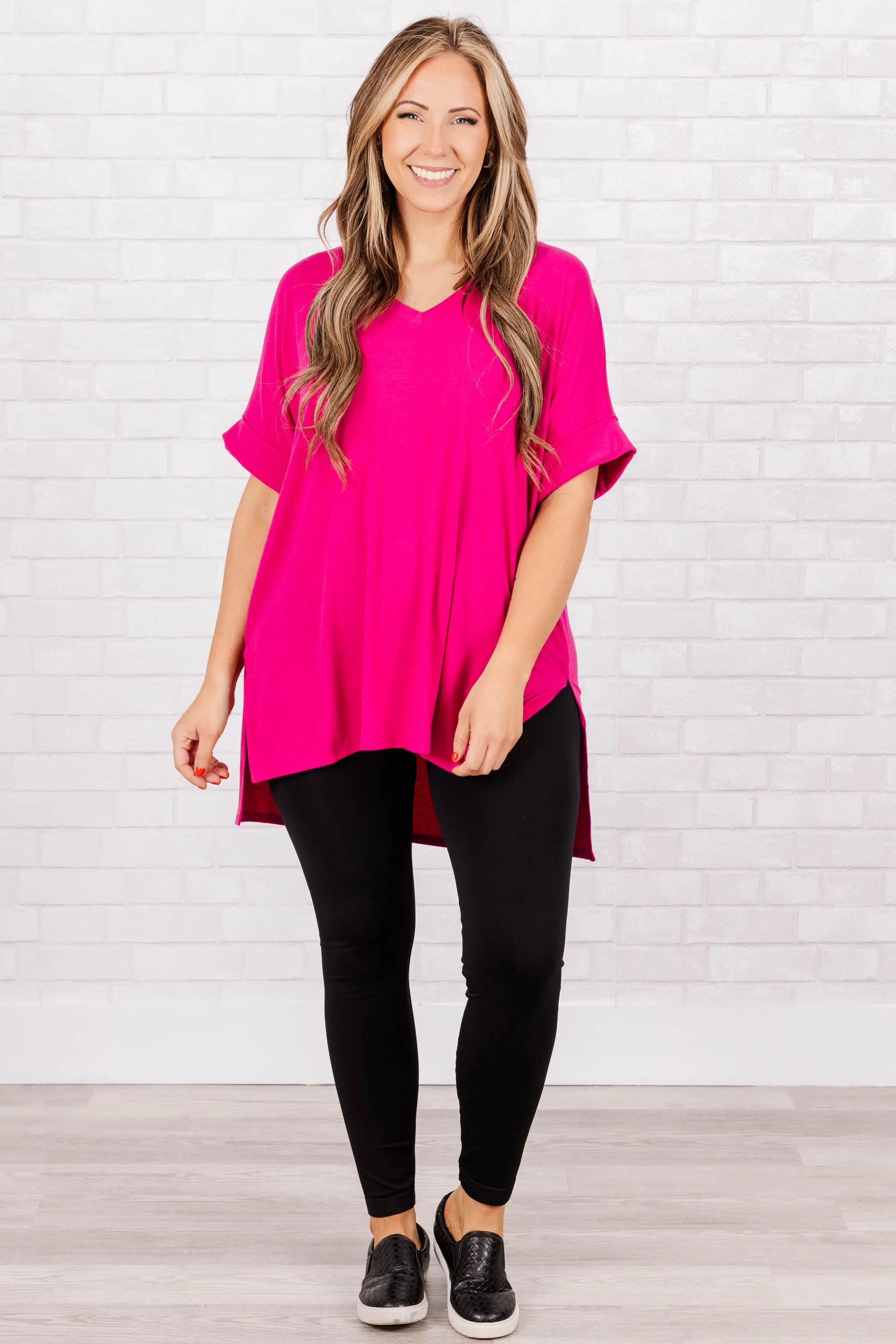 Comfy Travel Top, Magenta