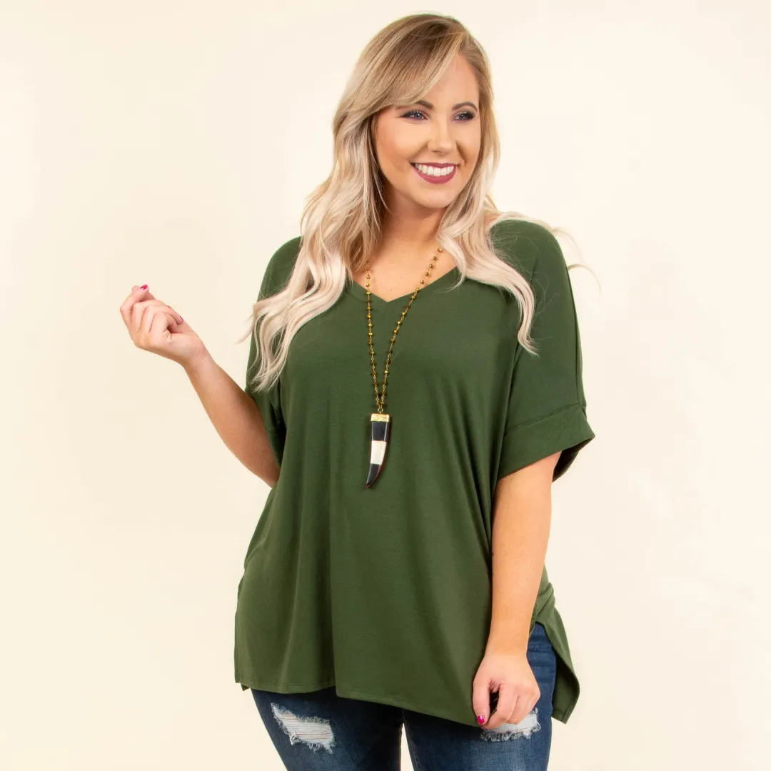 Comfy Travels Top, Olive Green