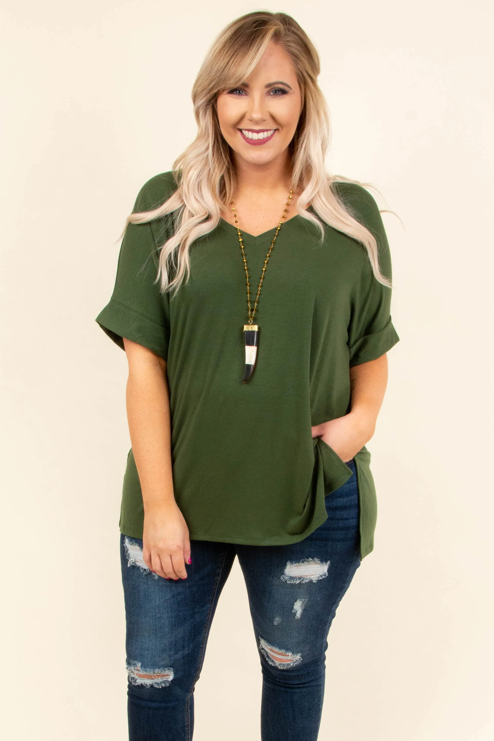 Comfy Travels Top, Olive Green