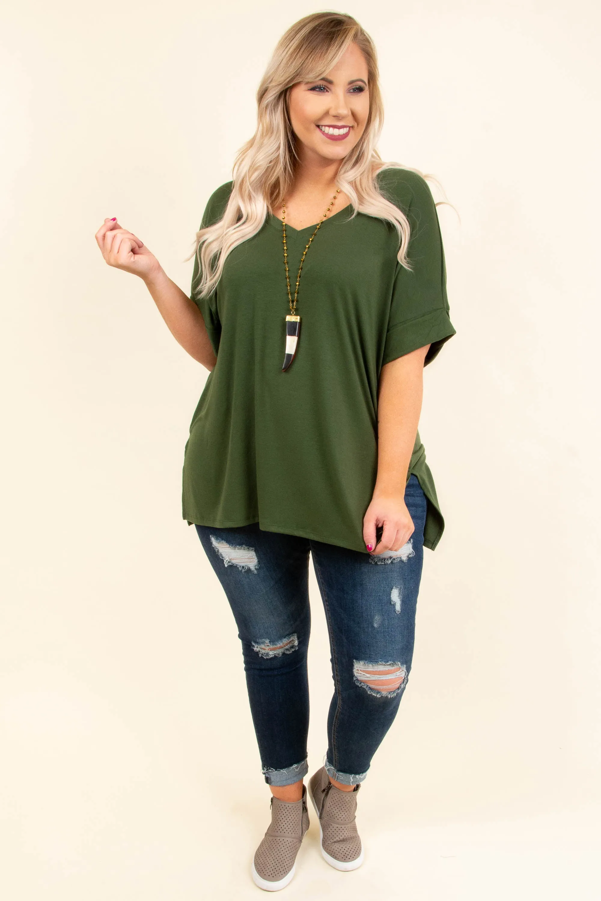 Comfy Travels Top, Olive Green