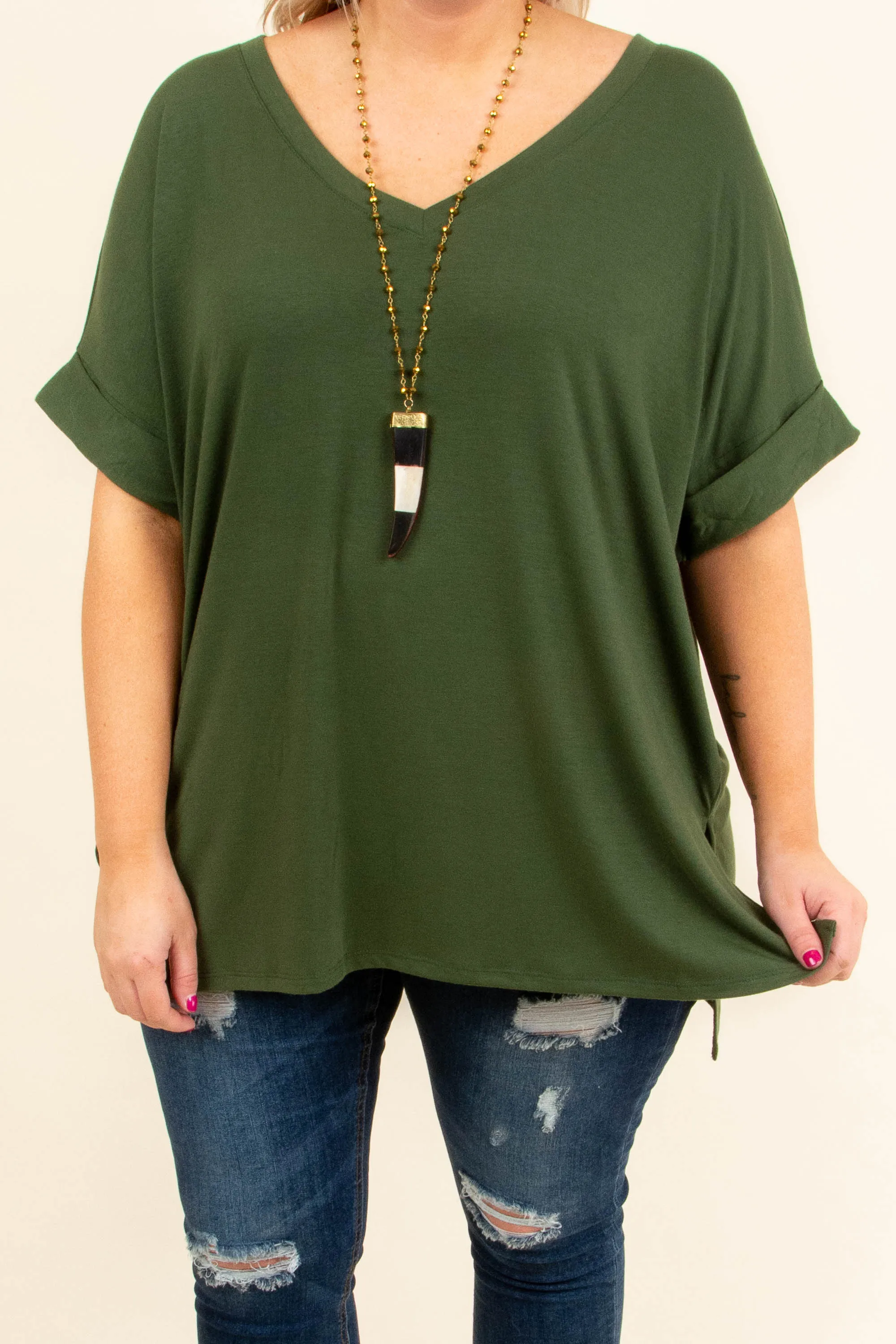 Comfy Travels Top, Olive Green