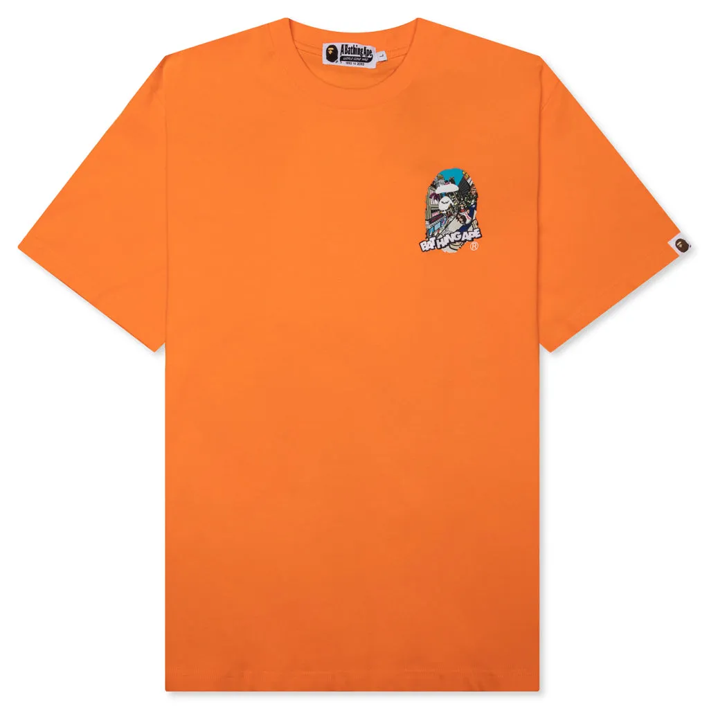 Comic Art Ape Head Loose T-shirt - Orange