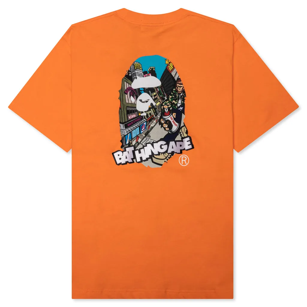 Comic Art Ape Head Loose T-shirt - Orange