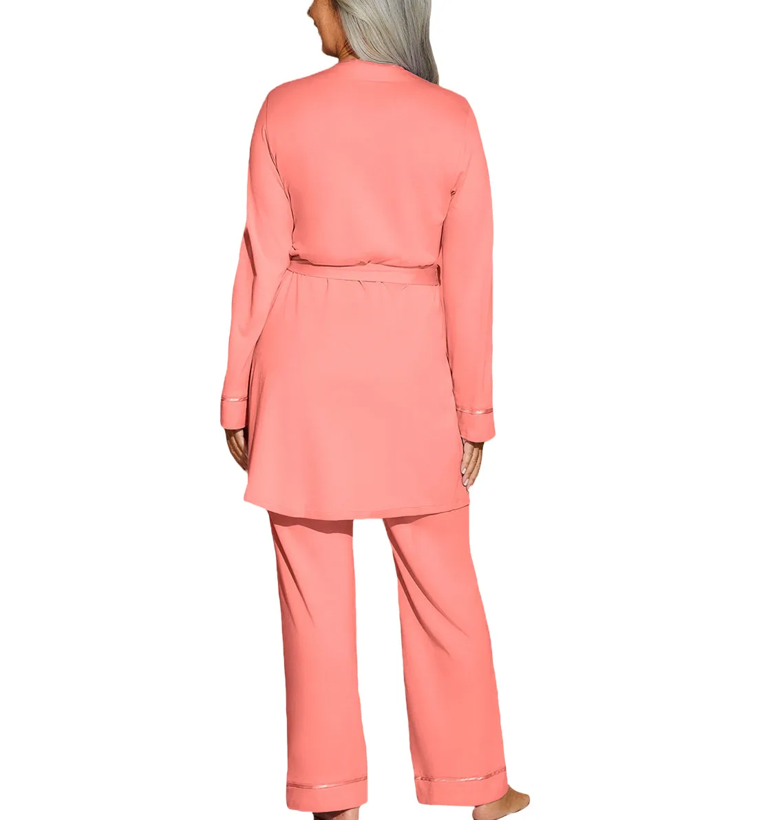 Cosabella Bella Curvy Pima 3 Piece PJ Set - Coral Breeze