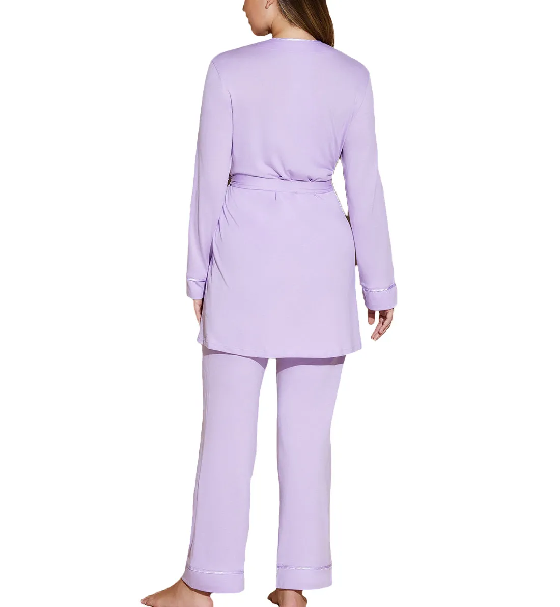 Cosabella Bella Curvy Pima 3 Piece PJ Set - Icy Violet