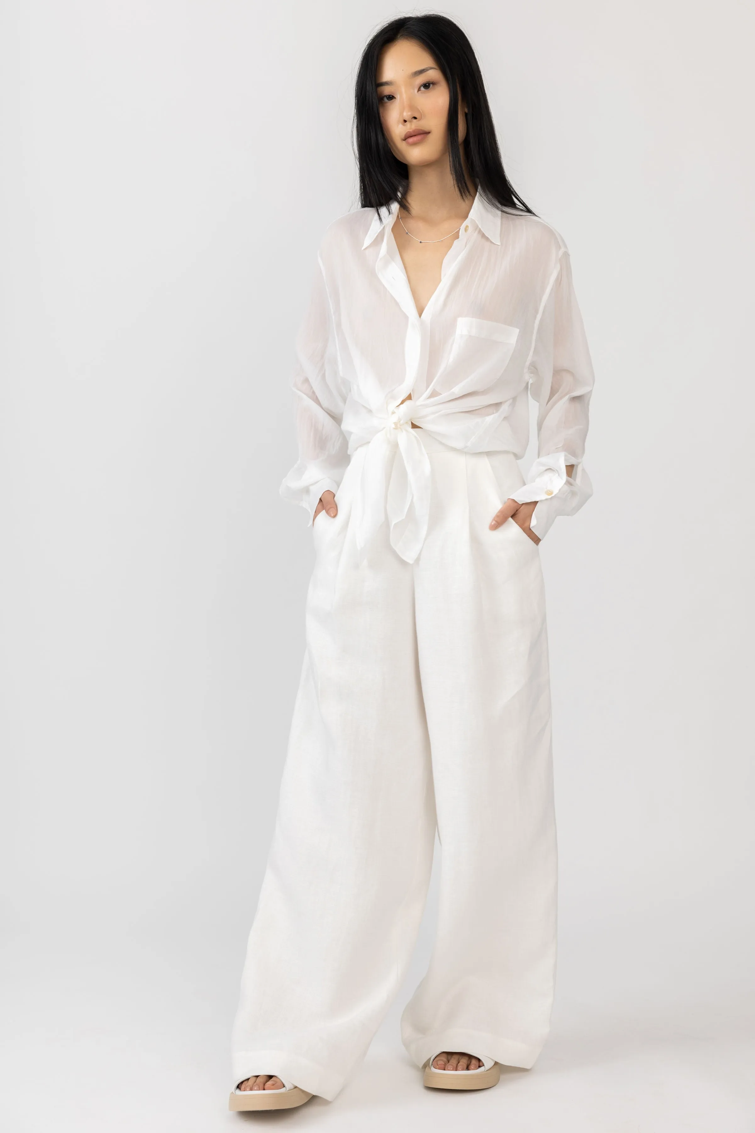 Cotton Silk White Voile Shirt